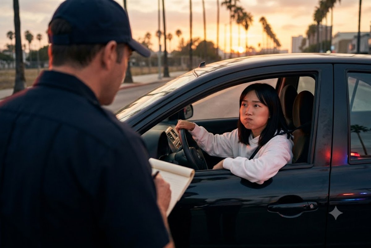 Illustration of a roleplay traffic stop between a player and a police officer